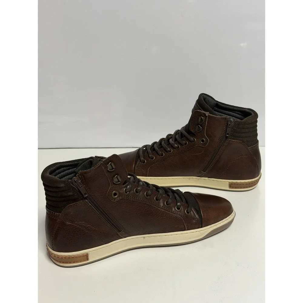 Bullboxer Laytone Brown Leather Lace Up High Top Sneakers Men's Size 8 New
